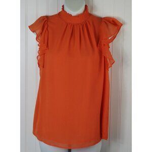 Women's Orange Ruffle Capped Sleeve Sheet 1 State Sz Small